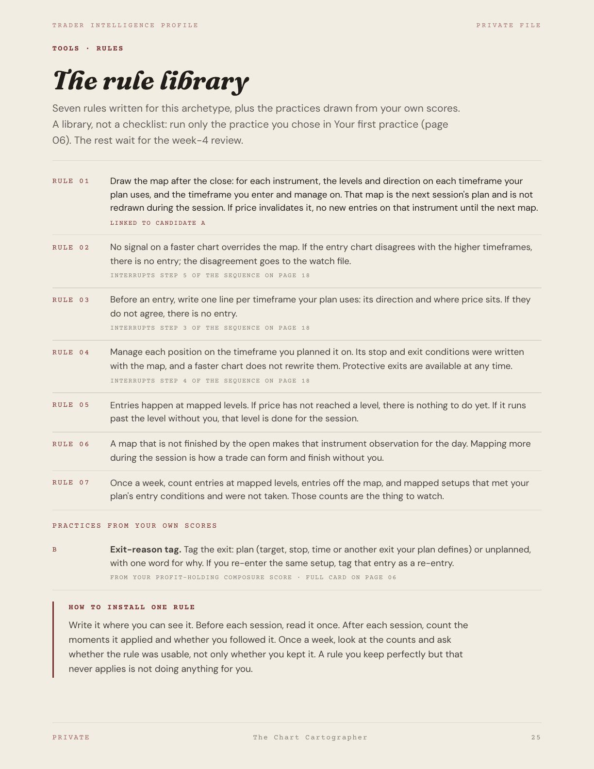 Specimen page: the rule library